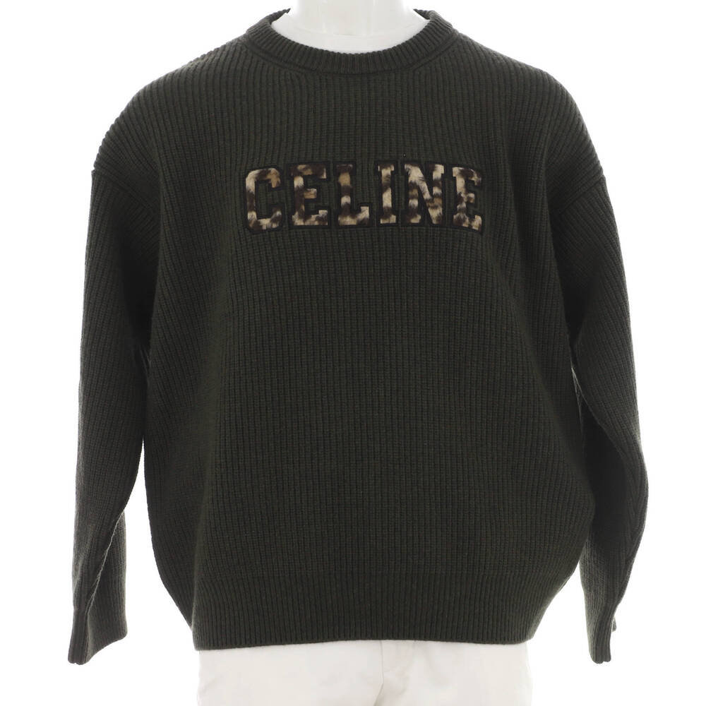 Celine Men's Logo Oversized Crewneck Sweater Wool